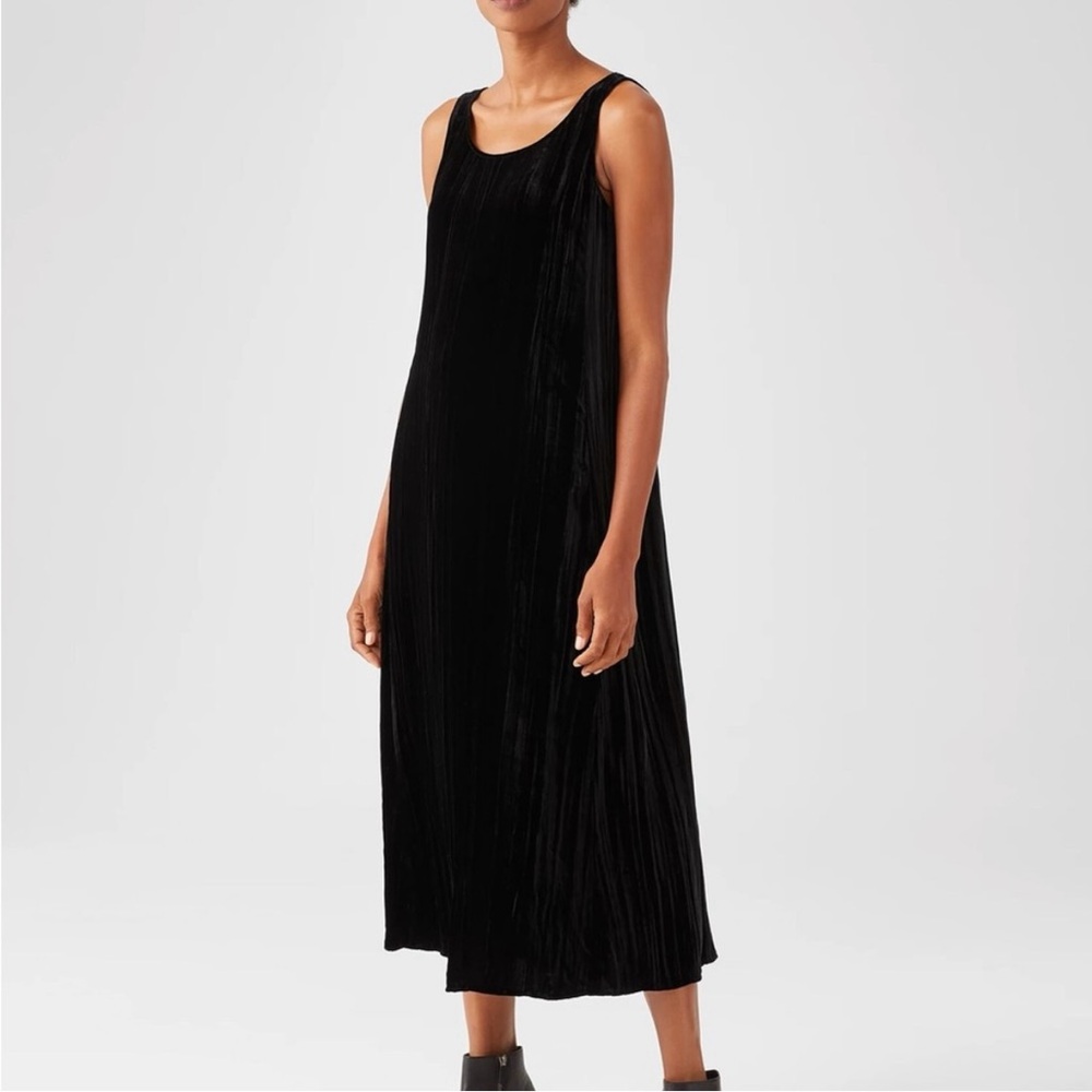 Eileen Fisher Black Velvet Sleeveless Maxi Dress Size XS
